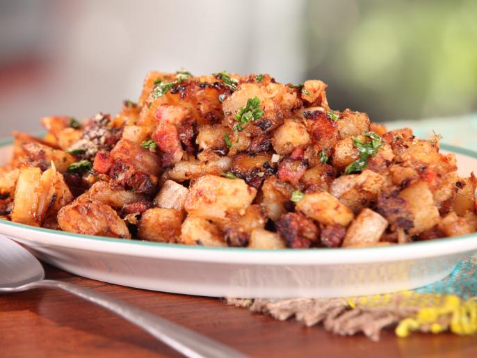 Yucca Hash Browns with Bacon, Onion and LimeCilantro Mojo Recipes