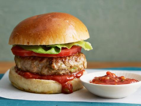 Curry Pork Burgers with Spicy Ketchup