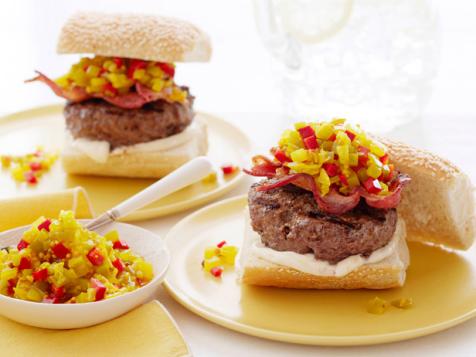 Chow-Chow Burger with Thick-Cut Bacon