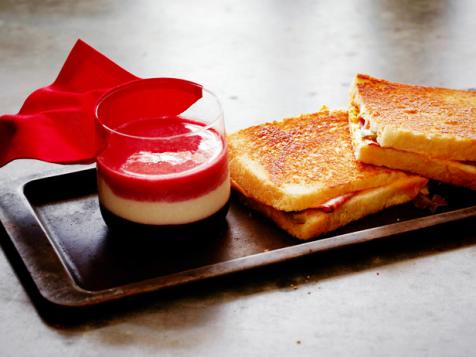 Super Grilled Ham and Cheese with Red, White and Blue Smoothie