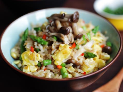 Egg, Baby Asparagus, Corn and Shimeji Mushroom Fried Rice