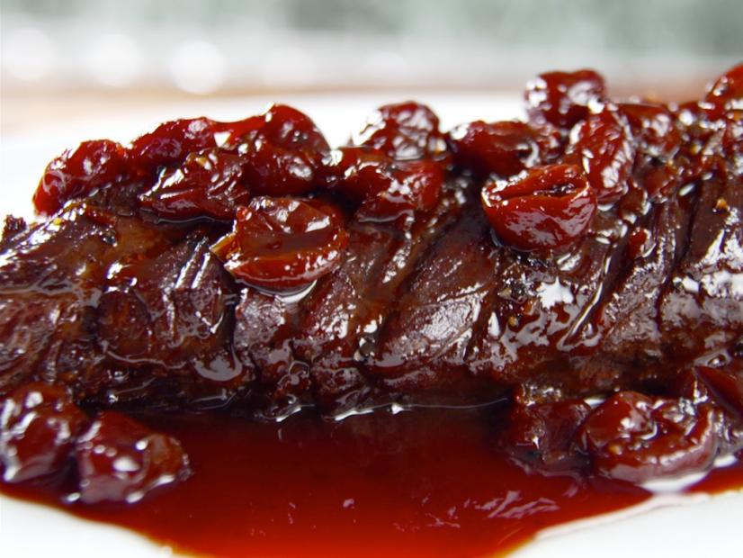Hanger Steak with Brandied Cherries Recipe Cooking Channel