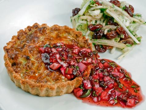 Caramelized Garlic and Goat Cheese Tart with Lingonberry Salsa