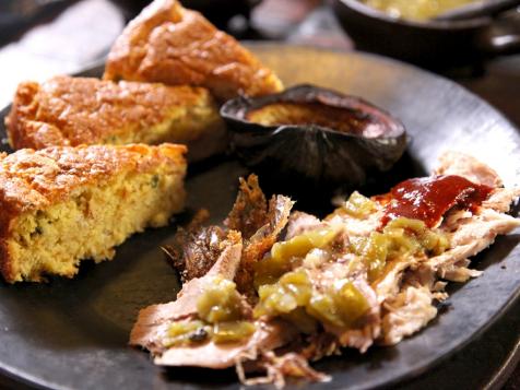 Corn Torte with Red and Green Chile Sauce