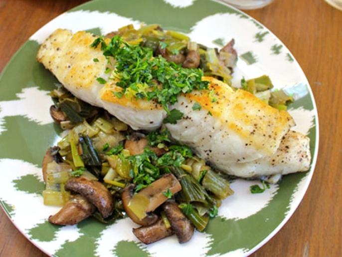 Italian Seared Halibut With Melted Leeks Recipe Patrick Decker