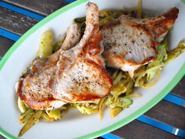 Pork Chops with Warm FennelApple Slaw Recipe Patrick Decker