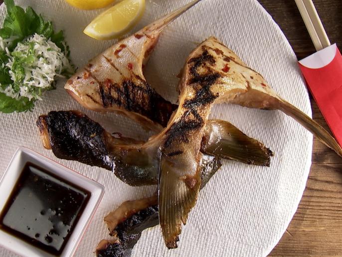 Grilled Hamachi Collar with Ponzu Dipping Sauce Recipe Kelsey Nixon