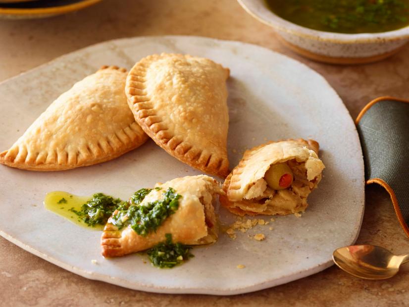 Chicken and Olive Empanadas with Chimichurri Sauce Recipe Food