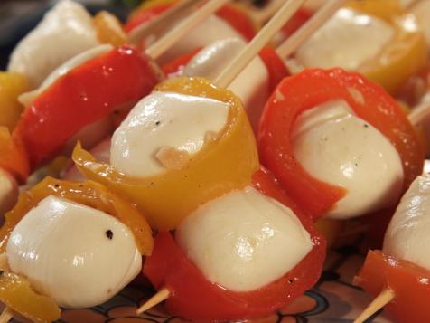Roasted Pepper and Mozzarella Skewers