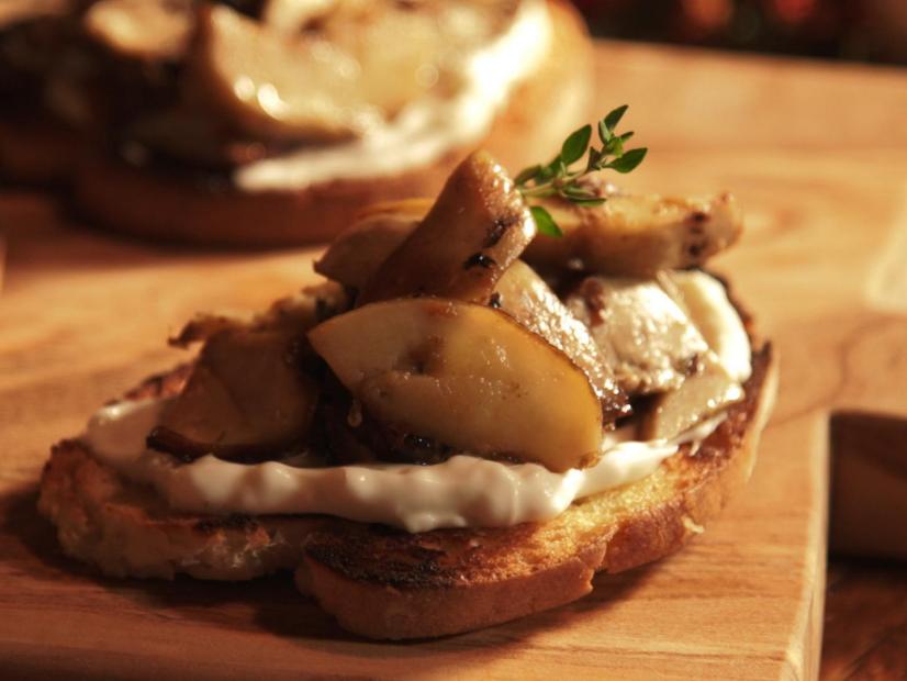 Crostini with Porcini and Stracchino Recipe Debi Mazar and Gabriele