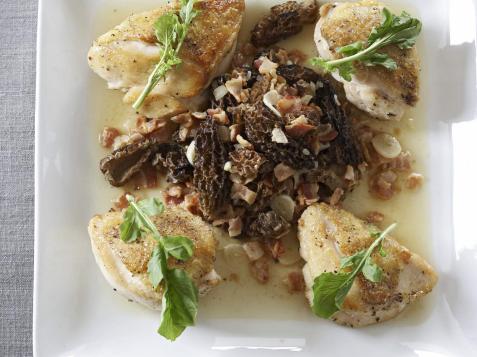 Pan-Roasted Breast of Chicken with Morels and Arugula