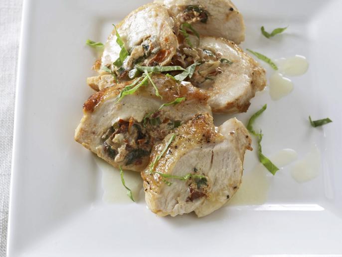 Chicken Breasts Stuffed with Goat Cheese, Basil and SunDried Tomatoes