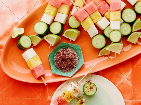 Watermelon-Cucumber Kebabs with Chile Salt