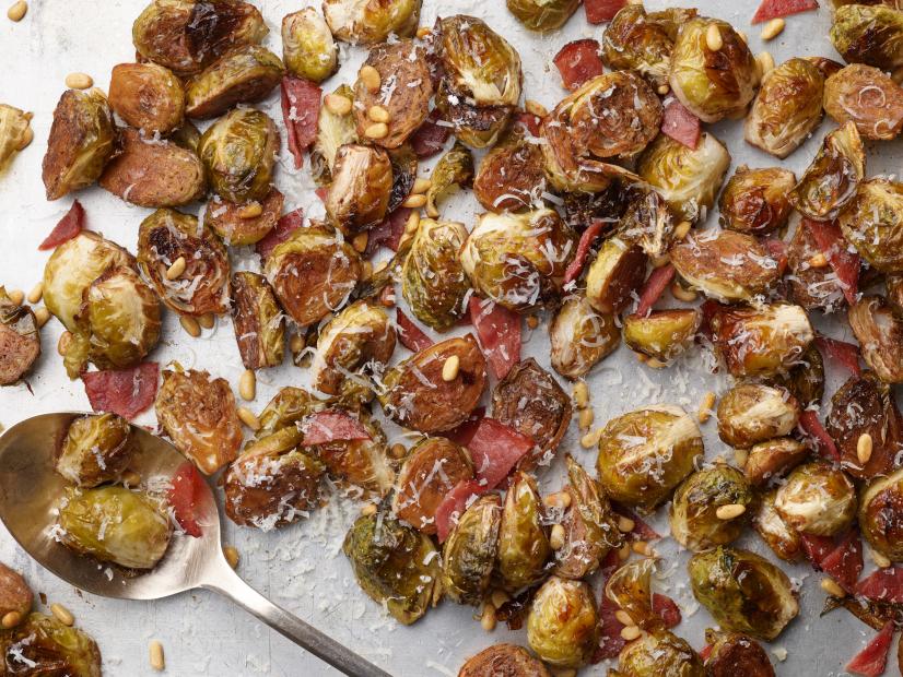 Cooking Channel's Balsamic and Parmesan Roasted Brussels Sprouts, as seen on Cooking Channel.