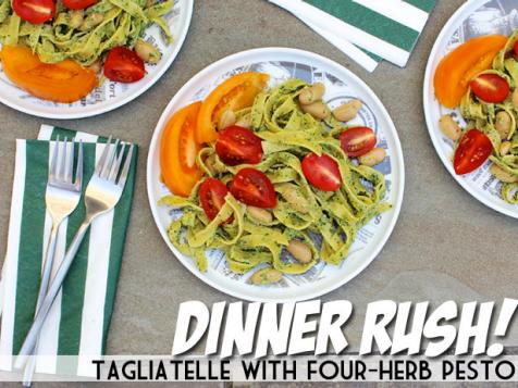 Dinner Rush! Tagliatelle with Four-Herb Pesto