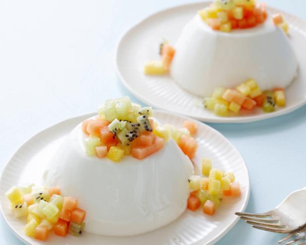 Coconut Panna Cotta with Tropical Fruit : Recipes : Cooking Channel Recipe  | Cooking Channel