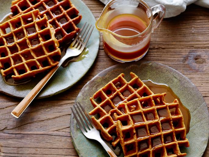 Gingerbread Pumpkin Waffles With Buttermilk Rum Caramel Syrup Recipe