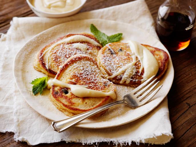 Spice Raisin Pancakes with RumRaisin Cream Cheese Glaze Recipe Bobby