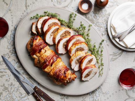 Bacon-Wrapped Turkey Breast Stuffed with Pear Hash