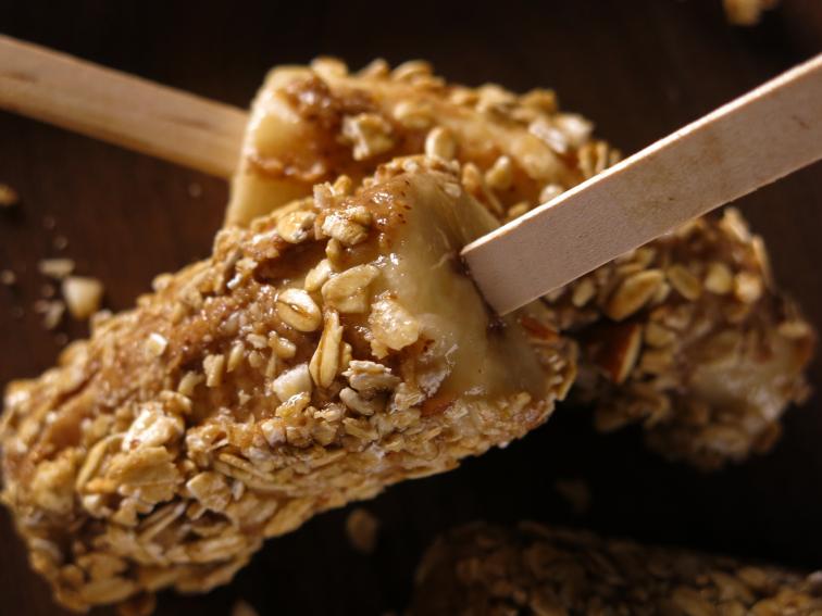 Super Quick OntheGo GranolaCoated Frozen Bananas Recipe Bobby Flay