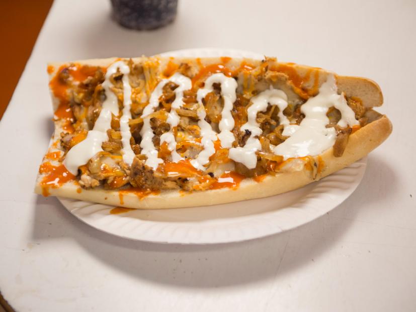 A Buffalo Chicken Cheesesteak Submarine from White House Sub Shop as seen on Cooking Channel's Pizza Masters, Season 2.