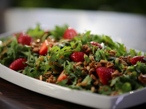 Arugula Salad with Candied Sunflower Seeds and Strawberry Vinaigrette
