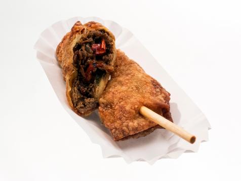 Philly Cheesesteak Egg Rolls on a Stick