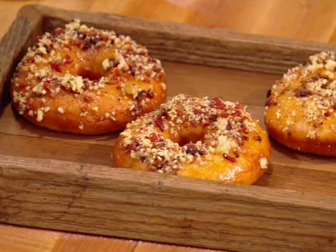 Apple Cider Glazed Doughnuts with Bacon and Toasted Walnuts