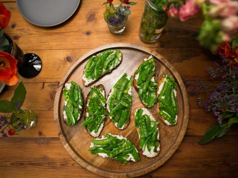 Grilled Ciabatta with Ricotta and Snap Peas