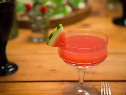 A Watermelon Champagne Cocktail, as seen on Cooking Channel's Dinner At Tiffani's, Season 1.
