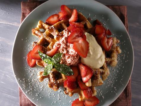 Strawberry Waffles with Strawberry-Black Pepper Butter and Lemon Curd Cream