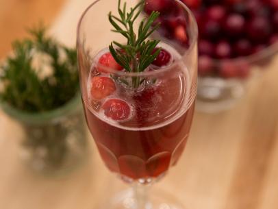 A Cranberry Prosecco Fizzy, as seen on Cooking Channel's Dinner At Tiffani's, Season 1.