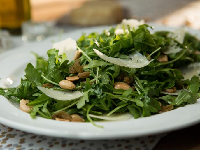 Arugula Salad with White Truffle Oil, Marcona Almonds and Shaved
