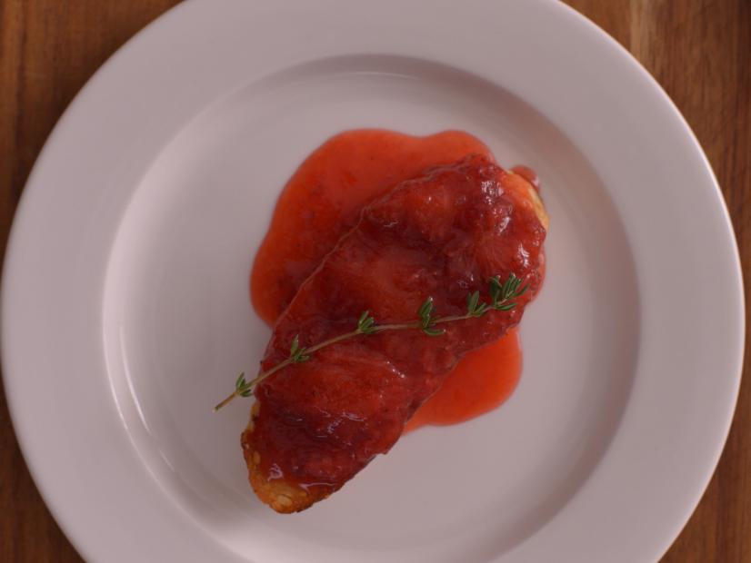 Rustic Strawberry Jam and Honey Butter Crostinis prepared by Host Haylie Duff as seen on the Cooking Channel's Real Girl's Kitchen, Season 2.