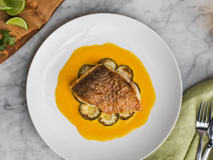 Red Snapper with Tomatillos and Sofrito Emulsion Recipe Cooking Channel