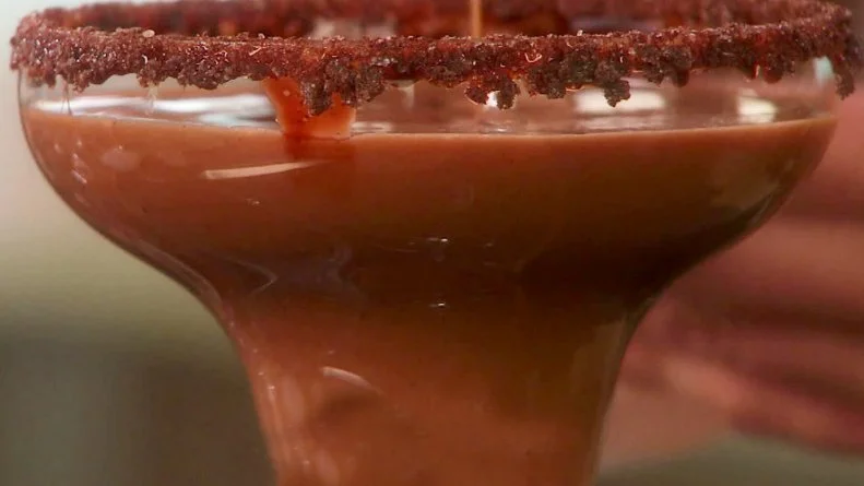 A Mexican Chocolate Margaritas  is served.
