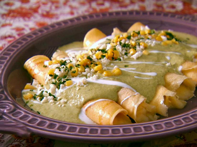 Corn and Cheese-Stuffed Crepes with Poblano Cream Recipe | Marcela ...