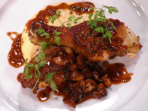 Chicken Chasseur (Hunter-Style Chicken) with Creamy Polenta with Gruyere and Parmesan