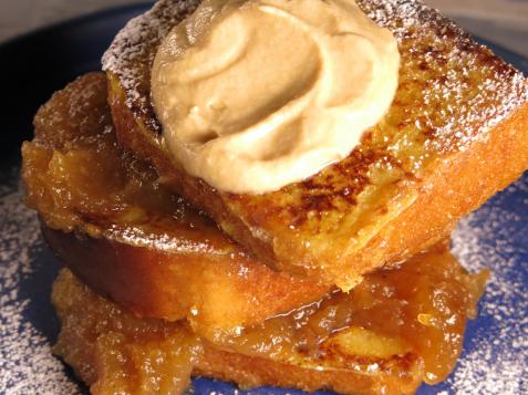 Sally Lunn French Toast with Homemade Apple Butter and Salted Caramel Whipped Cream