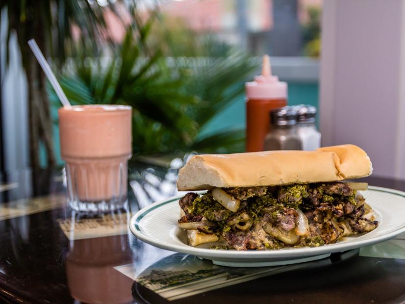 David's Churrasco sandwich with Chimmi Churry, as seen on Cooking Channel's Pizza Masters, Season 2.