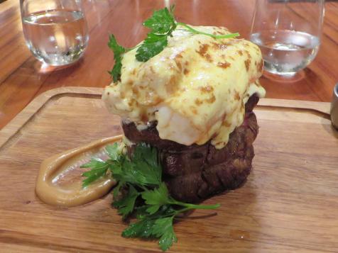 Center-Cut Filet Mignon, Alaskan King Crab "Oscar" and Mac and Cheese Pot Pie