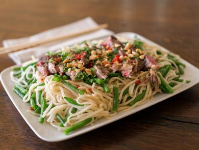 Asian Steak and Noodle Salad prepared with the leftovers from a summer BBQ by UpRooted host Sarah Sharratt.