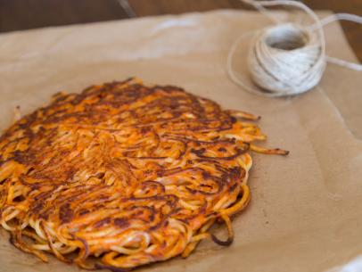 Spaghetti Frittata, a traditional Italian picnic treat prepared by host Sarah Sharratt and her housekeeper Teresa Veniero for Cooking Channel's series, UpRooted.
