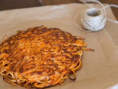 Spaghetti Frittata, a traditional Italian picnic treat prepared by host Sarah Sharratt and her housekeeper Teresa Veniero for Cooking Channel's series, UpRooted.
