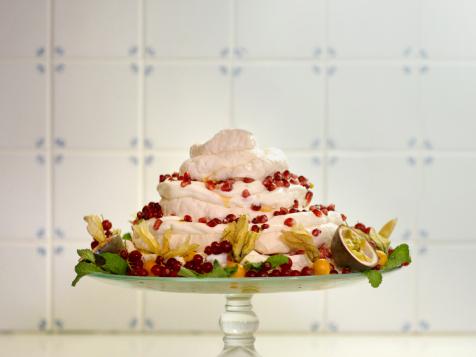 Swiss Meringue Tower with Pomegranate and Passion Fruit