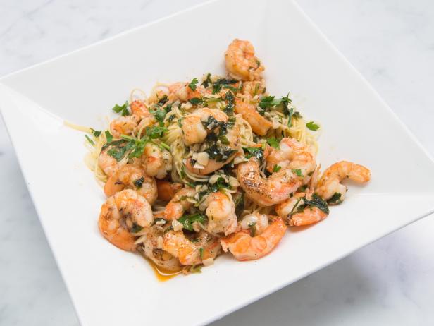 Simple Shrimp Scampi Served Over Angel Hair Pasta Recipe 