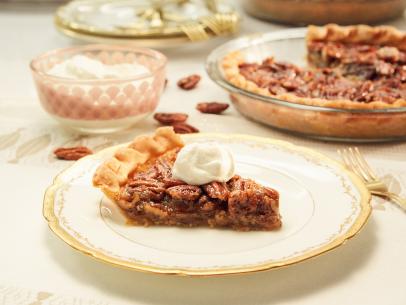 Host Tiffani Amber Thiessen's dish, Pecan Pie and Vanilla Whipped Cream, as seen on Cooking Channel’s Dinner at Tiffani’s, Christmas Special.