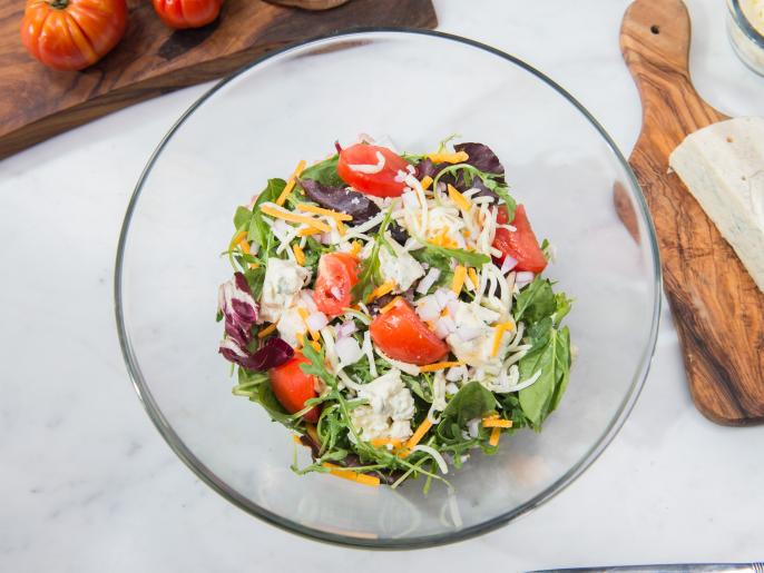 ThreeCheese Mixed Green Salad with Vinaigrette Dressing Recipe Patti