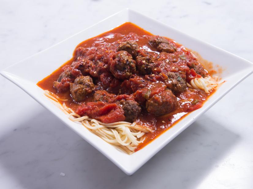 Patti LaBelle's spaghetti and meatballs dish, as seen on Cooking Channel’s Patti LaBelle's Place, Season 1.