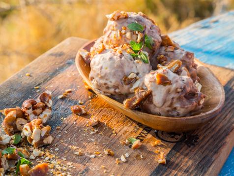 Almost-Instant Banana-and-Peanut-Butter Ice Cream with Cashew-Nut Brittle